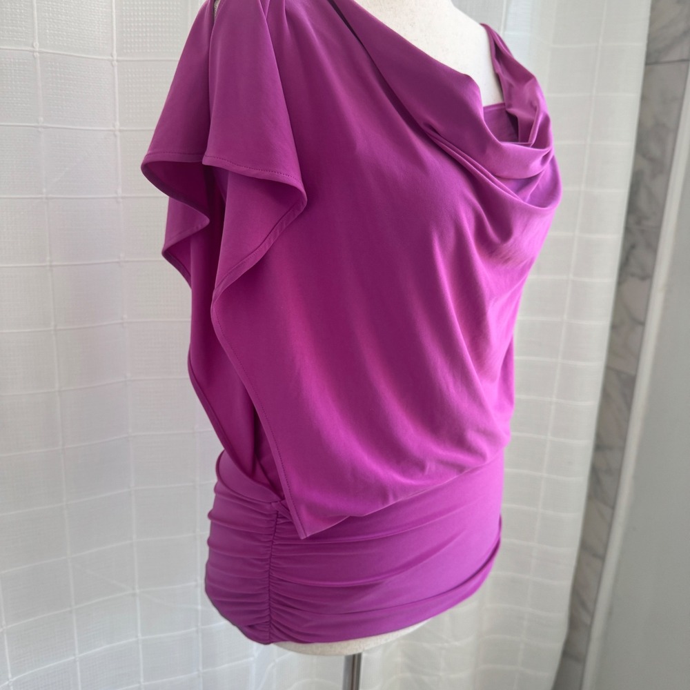 41 Hawthorne Pink Draped Cowl Neck Y2K‎ Style Tunic Blouse Short Split Sleeve - Picture 9 of 10